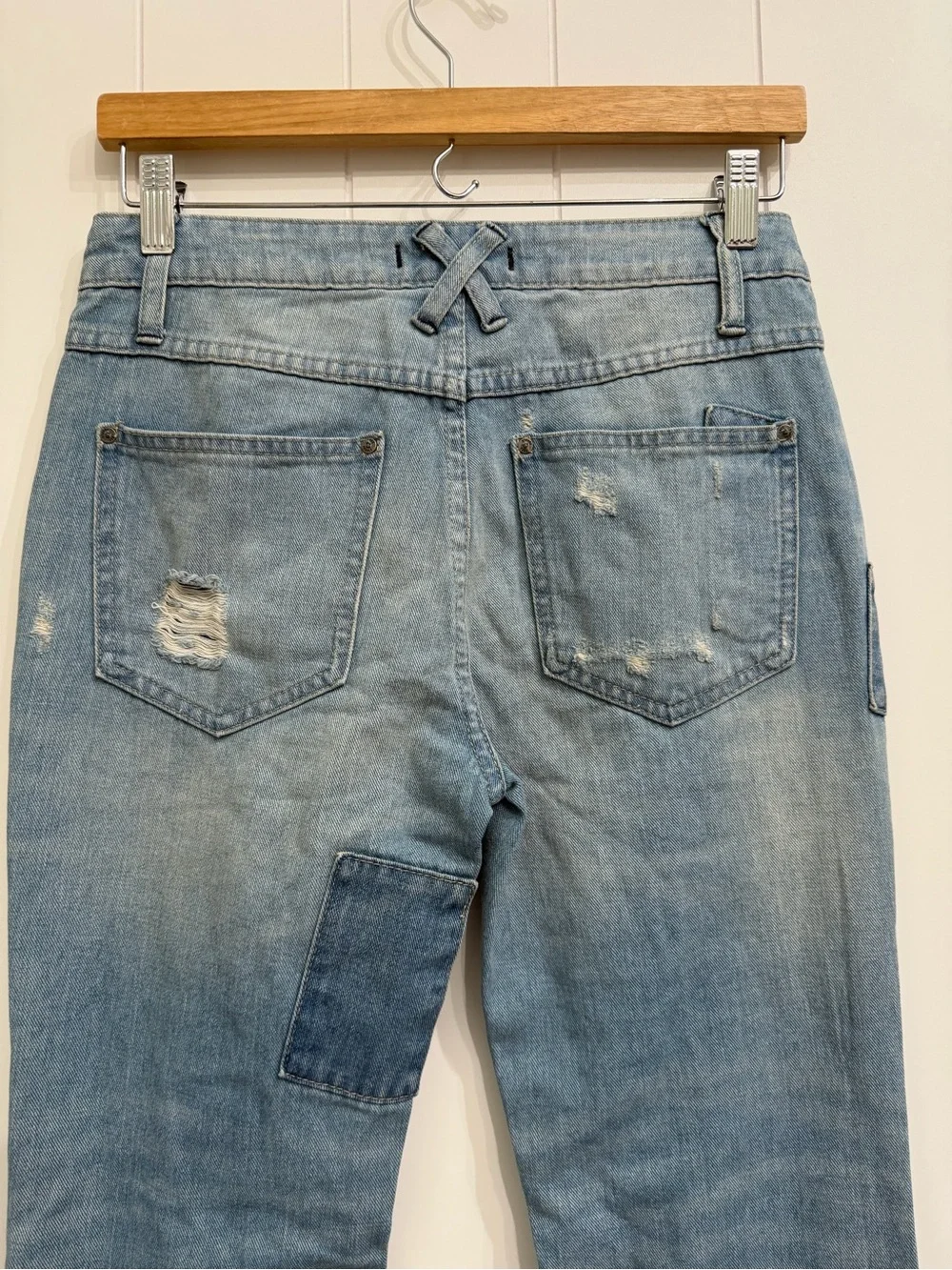 Rare Free People Festy Super Flare Patchwork Jeans in Selena Wash Size 26